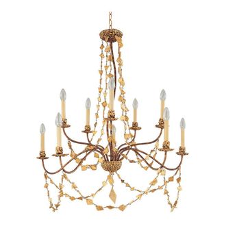 Loops 10 Bulb Chandelier Light Strands Mosaic Candle Shade Style Gold LED E14 60W