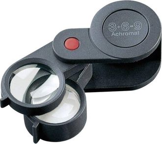 Eschenbach Porzellan Group 11869 Lente dingrandimento pieghevole Ingrandimenti: 3 x, 6 x, 9 x Lente: (&oslash;) 23 mm Nero
