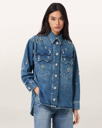 AllSaints Enna Embellished Denim Shirt