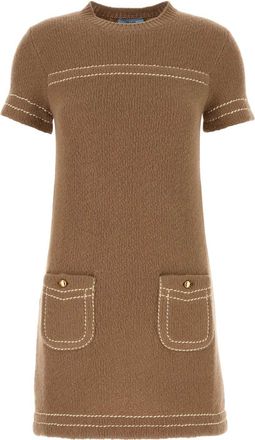 Prada Biscuit Cashmere Mini Jurk