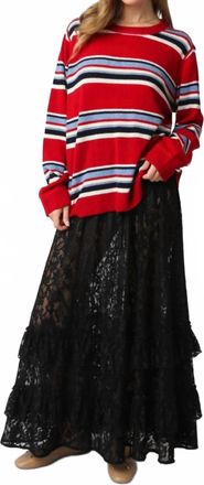 Olivaceous Juliet Sweater In Scarlet Combo