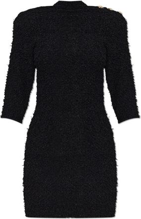Balmain Fitted Tweed Dress - Dames - Feestkleedjes - Zwart - S - Tweed - Kleedjes