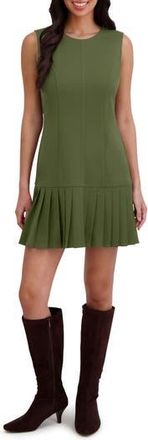London Times Sleeveless Drop Waist Pleated Dress in Rifle Green at Nordstrom Rack, Size 10P