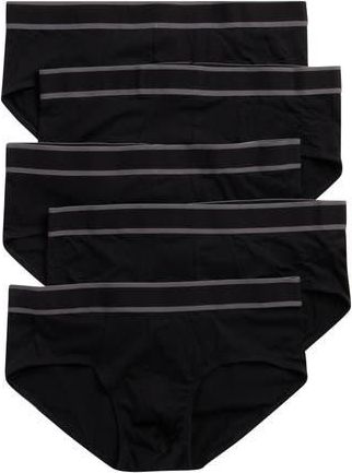 Nordstrom Rack 5-Pack Modern Cut Stretch Cotton Briefs in Black at Nordstrom Rack, Size Xx-Large