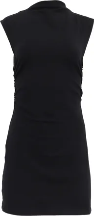 Reformation Mock Neck Mini Dress in Black Cotton