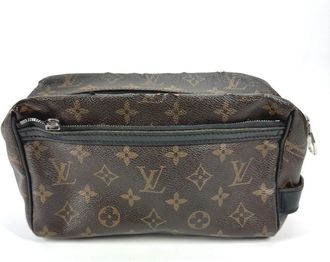 Louis Vuitton Black Brown Monogram Canvas Clutch Bag Pouch (Pre-Owned)