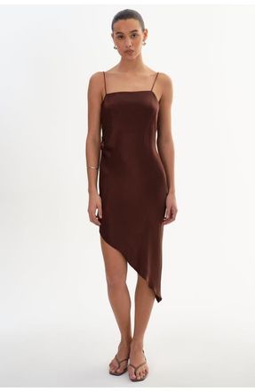 LaMarque Ashley | Asymmetrical Satin Dress in Brown at Nordstrom, Size Xx-Small
