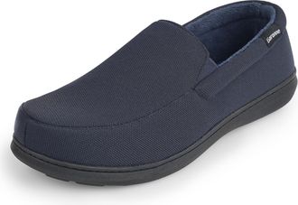 Garonne Mens Minimalist Memory Foam Indoor Outdoor Slippers Breathable Knitted Slippers with Non-Slip Rubber Sole, navy, 10.5 UK