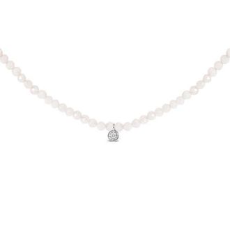 House of Brilliance Sterling Silver Moonstone Bead Station Necklace with Diamond Accent at Nordstrom