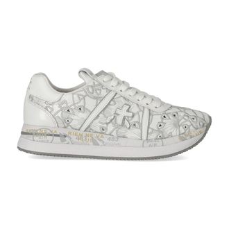 Premiata Sneakers, female, White, 2 UK, Floral Embroidered Leather Sneaker