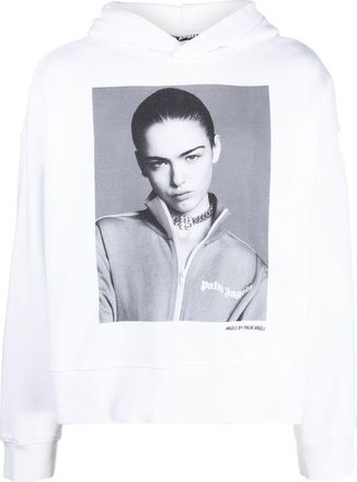 Palm Angels x Sims photograph-print hoodie - men - Cotton/Cotton/Elastane - S - White