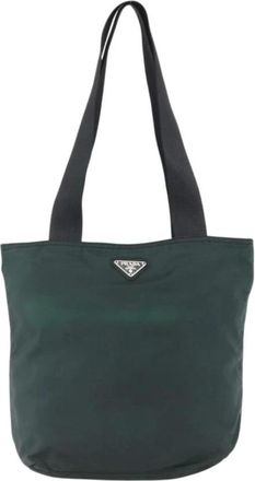 Prada Pre-owned Tote Bags, female, Green, Size: ONE SIZE Pre-owned Vintage Nylon Tote Bag