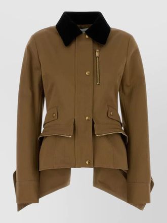 Alexander McQueen cotton jacket asymmetrical hem contrast collar