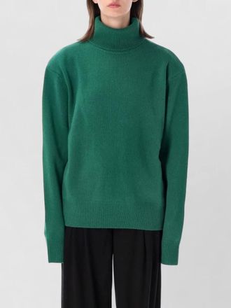 Frankie Shop cashmere wool relaxed fit padded shoulder ribbed turtleneck sweatshirt