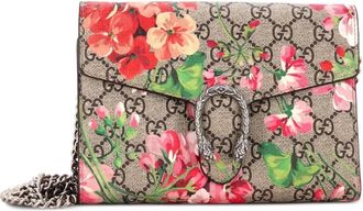 Gucci Dionysus Chain Wallet Blooms Print GG Coated Canvas Small crossbody bag - Bruin