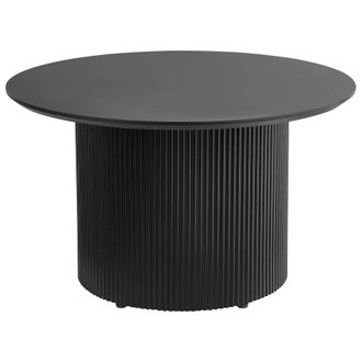 Beliani Mesa De Centro Tablero De Mdf Base De Metal Dise&ntilde;o Moderno Negro &Oslash; 70 Cm Leona