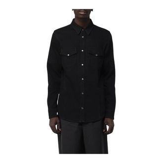 Alexander McQueen Denim Shirts, male, Black, S, Stretch Denim Western Shirt