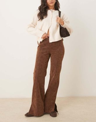 Free People Glow Up - Pantaloni a zampa in camoscio sintetico marroni-Bianco