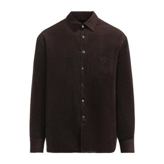 Prada Casual Shirts, male, Brown, M, Corduroy Shirt