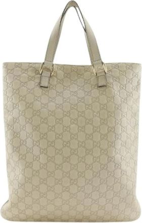 Gucci Pre-owned Shima Leren Tote Tas - Dames - Vintage Shopper - Beige - ONE Size - Leer - Vintage