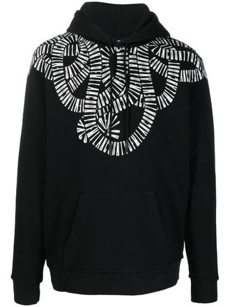 Marcelo Burlon logo-graphic organic-cotton hoodie - men - Cotton - S - Black