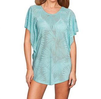 J. Valdi Flutter Sleeve Tunic Cover Up In Aqua