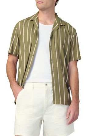 Joe's Stripe Camp Shirt in Olive Stripe at Nordstrom, Size Large