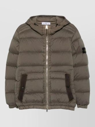 Stone Island hooded quilted jacket long sleeves pockets