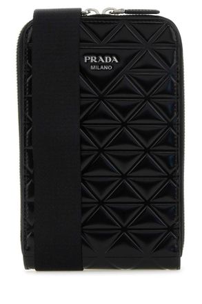 Prada Black triangle-logo crossbody bag