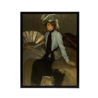 Artery8 Alfred Henry Maurer Young Woman With Fan Framed Canvas Wall Art Print in Brown | Size: W24 x H32