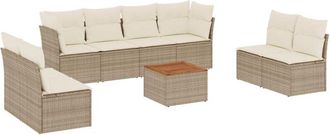 vidaXL Set De Sof&aacute;s De Jard&iacute;n 9 Pzas Con Cojines Rat&aacute;n Sint&eacute;tico Beige Vidaxl