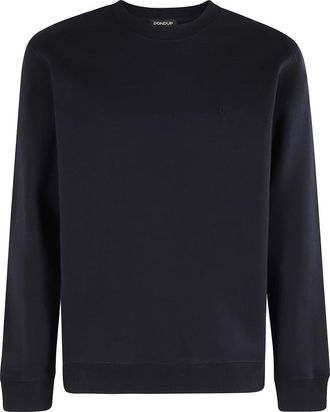 Dondup Pluizige Crewneck Sweatshirt met Logo Applique - Heren - Sweatshirts - Blauw - XL - Hoodies & sweatvesten