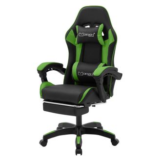 ML Design Silla gaming ergon&oacute;mica verde con reposap&iacute;es coj&iacute;n lumbar reposacabeza