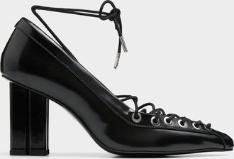 Ganni Womens Architectural heel laced pumps