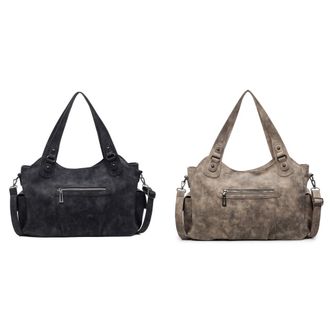 Generic PU Leather Tote Bag with Adjustable Strap Shoulder Bag for Women Work (Black)