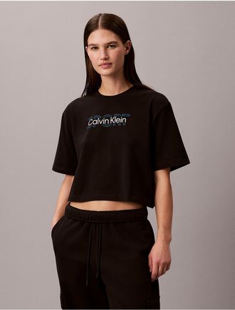 Calvin Klein Calvin Klein Womens Commuter Boxy Cropped T-Shirt - Black - XL