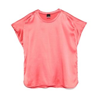Pinko Blouses, female, Red, 2XS, Red Silk Short Sleeve Shirt