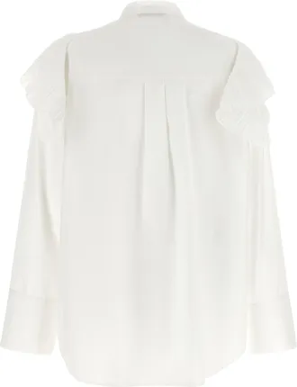 Alberta Ferretti Pleated Ruffle Blouse - White