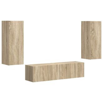 vidaXL Conjunto De Mueble De Tv Montaje En La Pared 2 Pcs Roble Sonoma Vidaxl