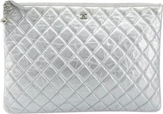 Chanel Pre-owned Clutches, female, Gray, Size: ONE SIZE Pre-owned Leather chanel-bags
