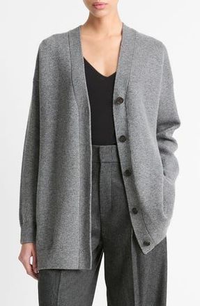 Vince Oversize Wool Blend Double Knit Cardigan in Heather Flint at Nordstrom Rack, Size Small