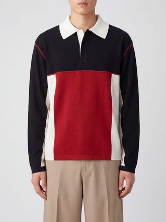 Guest In Residence Polo in maglia di puro cashmere con motivo astratto bicolor