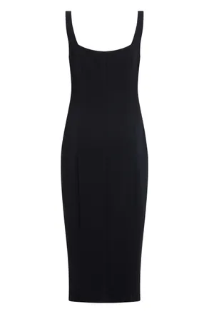 Blumarine Floral Rhinestone-Trimmed Midi Dress - Black