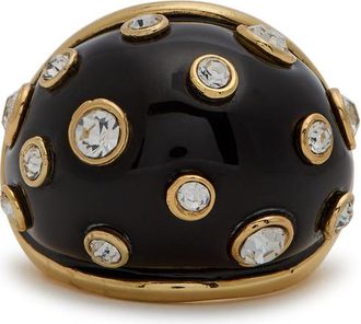 Kenneth Jay Lane Crystal-embellished Enamelled 22kt Gold-plated Ring - Black - One Size