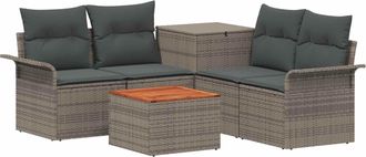 vidaXL Juego De Sof&aacute; 6 Uds. 4-n&uacute;mero De Plazas Gris Y Gris Oscuro Vidaxl