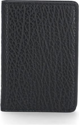 Maison Margiela Zwarte Pebble Leren Kaarthouder - unisex - Portefeuilles - Zwart - ONE Size - Accessoires