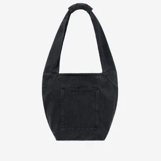 Solid Homme Cotton Denim Shoulder Bag - Black