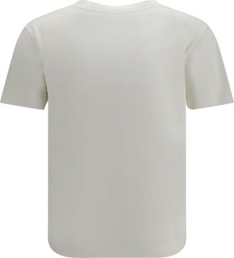 Saint Laurent Womens Monochromatic Logo T-Shirt Naturel Cotton; Modal T-Shirts And Polos