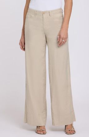 NYDJ Linen Blend Wide Leg Pants in Feather at Nordstrom, Size 16