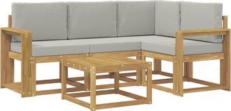 vidaXL Conjunto De Sof&aacute;s De Exterior 5 Uds. Blanco Y Gris Claro Vidaxl